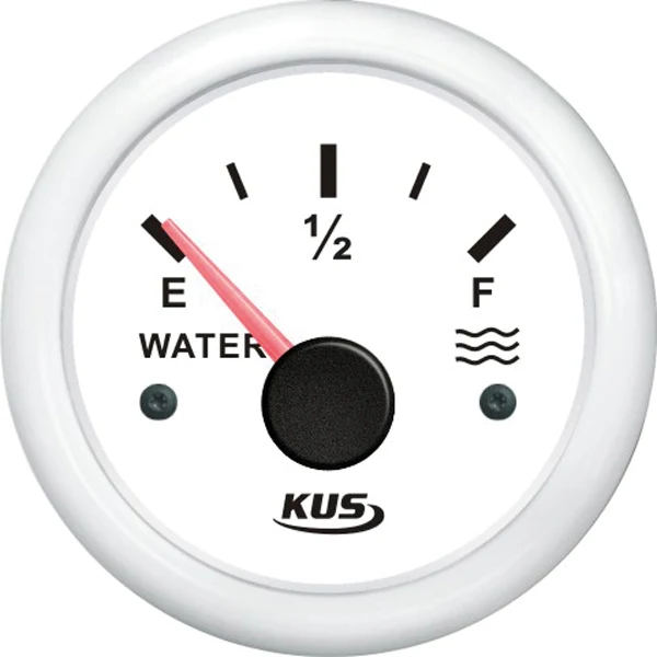 Kus, Tankmåler vann, hvit, 0-190 ohm, 12/24 V, Ø 52 mm