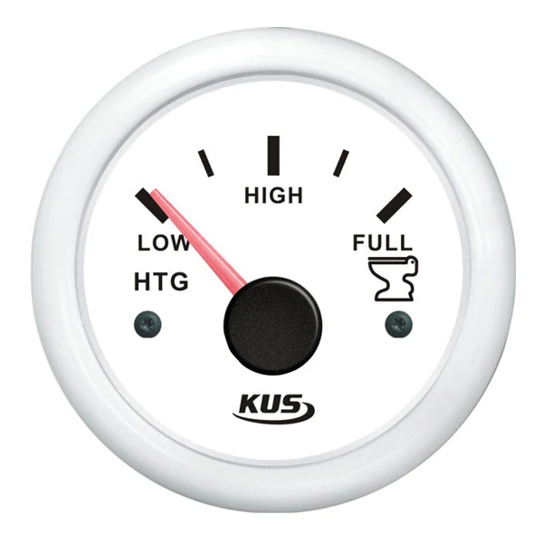 KUS, Tankmåleravfall 0-190 ohm, hvit, IP67, 12/24V, Ø52 mm