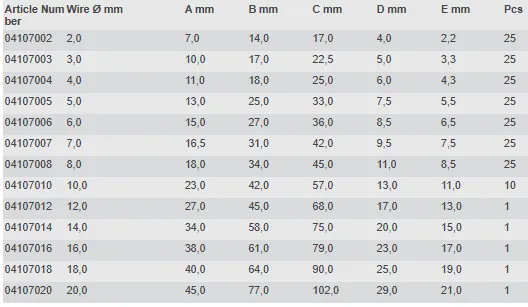 Talamex, KOVS RUSTFRI, SS AISI 304 – Størrelse: 7mm, 25 Stk