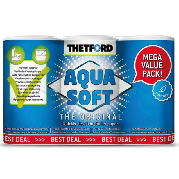 Toalettpapir Aqua soft 6-pakning