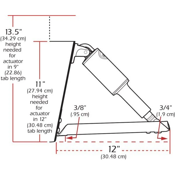 Lenco, Trim planer Set Edge Mount 12x12" u/panel, 12V
