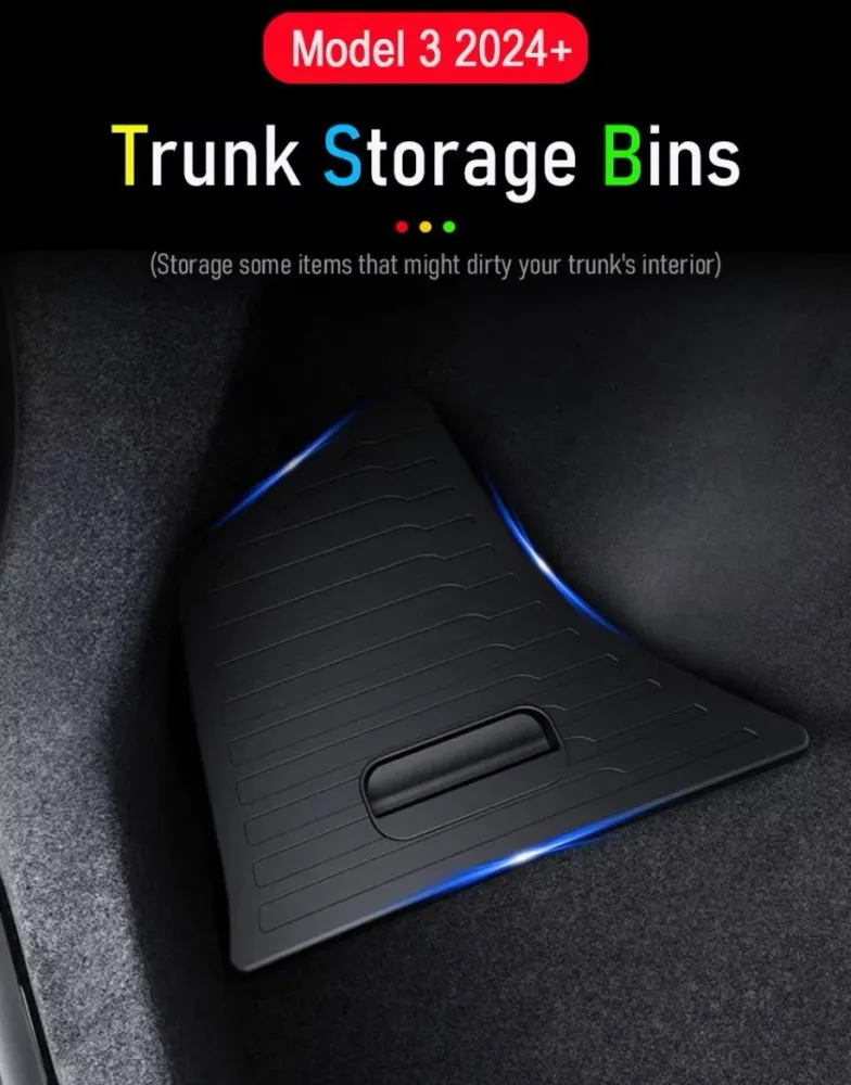 Tesla Model 3+ Highland Bakre lagringsapper med plastdeksler