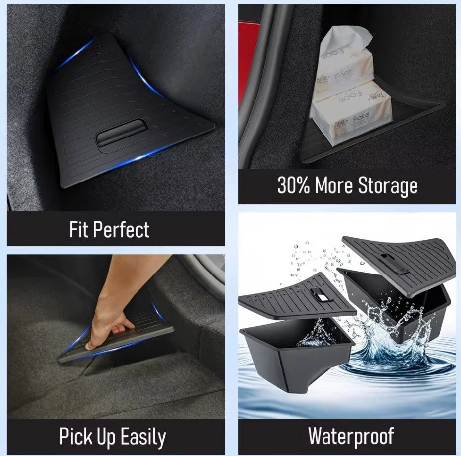 Tesla Model 3+ Highland Bakre lagringsapper med plastdeksler