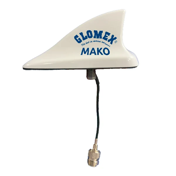 Glomex, Mako VHF-antenne hvit, 8m kabel PL259, 3,0 dB, 140 x 70 x 61 mm