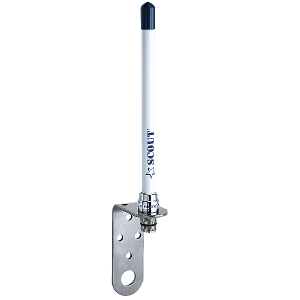 Scout KM-10 VHF-antenne, 18 cm, m/kabel 18 m, vinkelbrakett & kontakt, 100 % vanntett